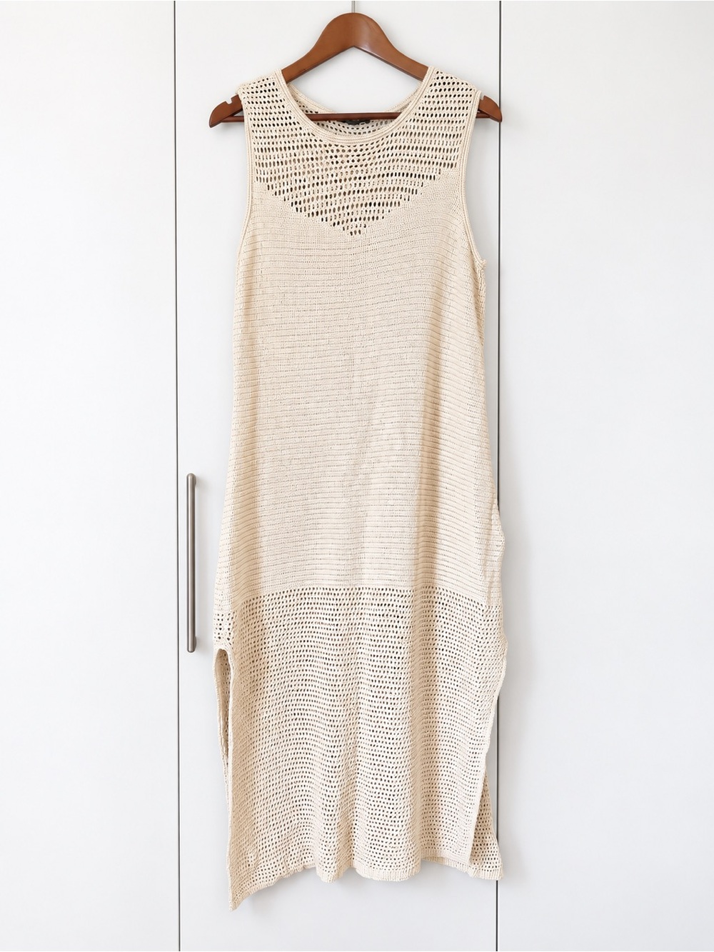 Lily Morgan Cream Crochet Open Knit Cotton Maxi Dress XL Boho (NWOT) 100% Cotton